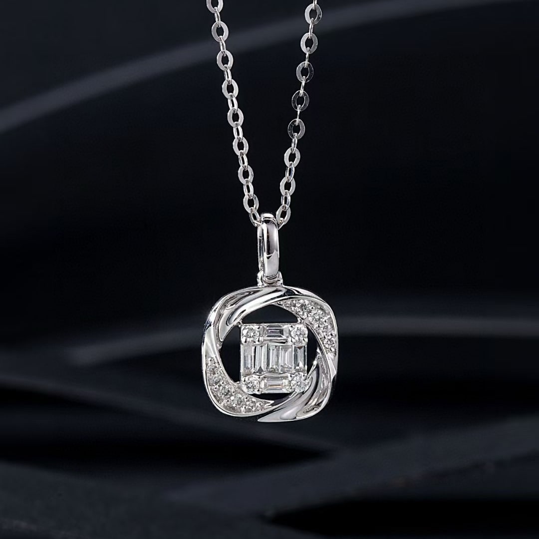 14k Gold 0.20 Ctw Natural H Diamond Pendant( Without Chain ): Ref:230974293 // gold content:14k gold // main gemstone:diamond // shape:baguette // carat weight:0. 12ct // clarity grade:vs-si // color:h // treatment:natural // // adjacent gemstone 2 : diamond //