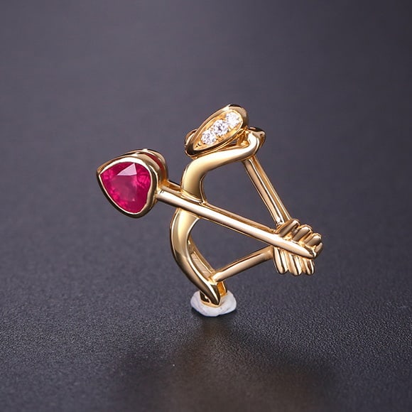 14k Gold 0.31 Ctw Natural Ruby & Diamond Pendant( Without Chain ) - 3