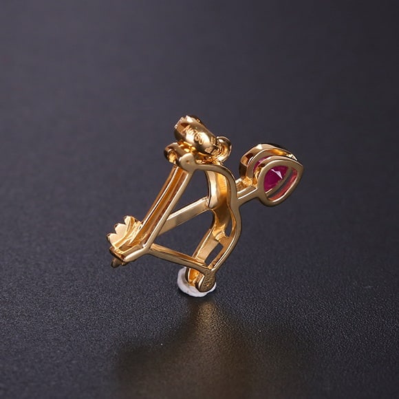 14k Gold 0.31 Ctw Natural Ruby & Diamond Pendant( Without Chain ) - 4