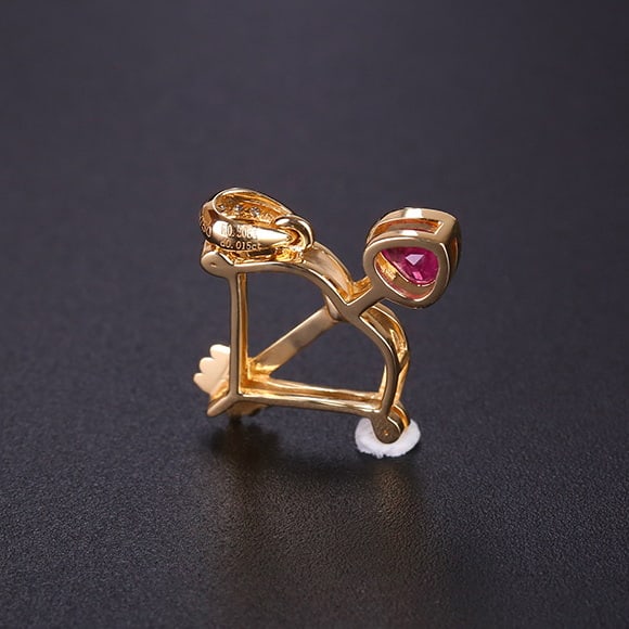 14k Gold 0.31 Ctw Natural Ruby & Diamond Pendant( Without Chain ) - 6