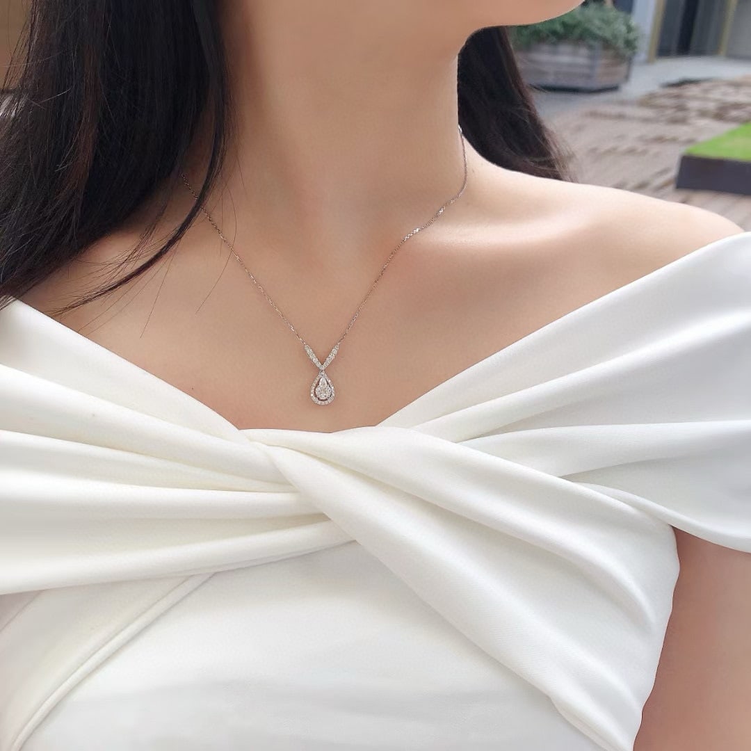 14k Gold 0.76 Ctw Natural H Diamond Pendant( Without Chain ) - 2