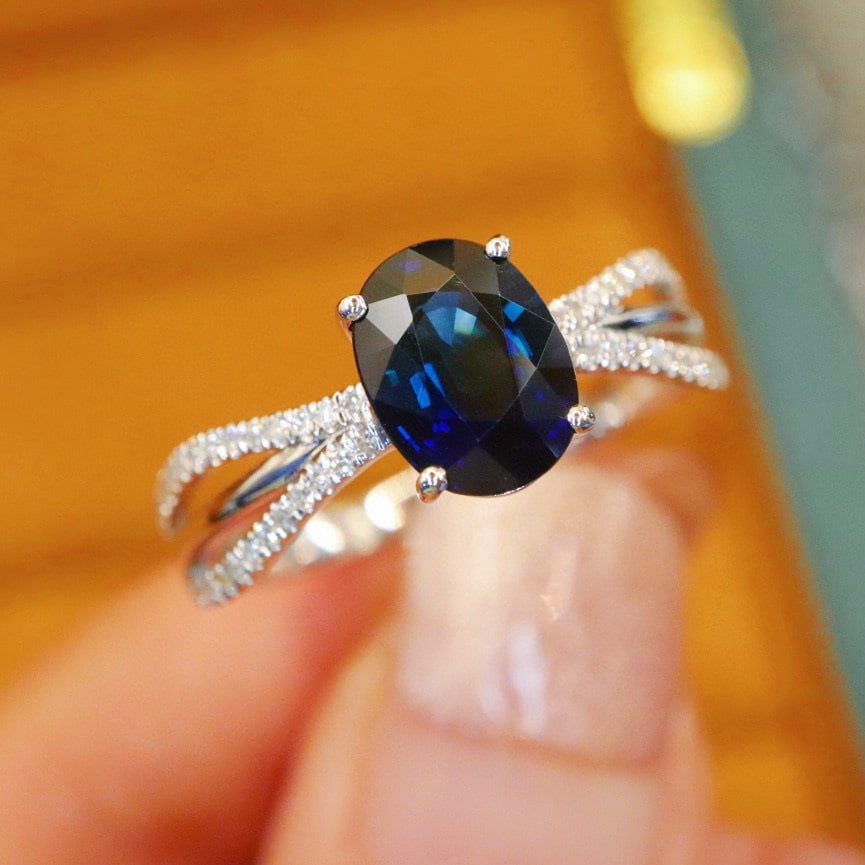 14k Gold 1.78 Ctw Natural Sapphire & Diamond Ring - 2