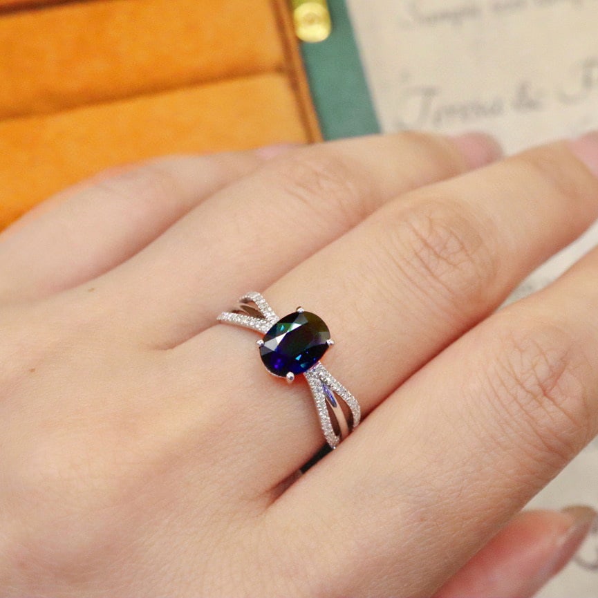14k Gold 1.78 Ctw Natural Sapphire & Diamond Ring - 4
