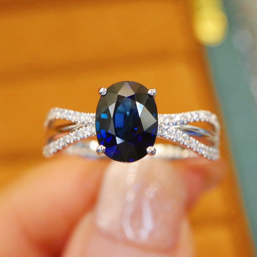 14k Gold 1.78 Ctw Natural Sapphire & Diamond Ring - 5