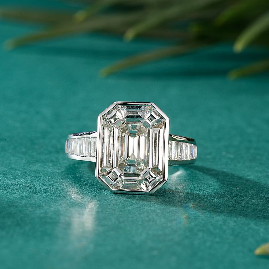 14k Gold 3.28 Ct Natural H Diamond Ring: Ref:230974325 // gold content:14k gold // ring size:7. 25us // // main gemstone:diamond // shape:multiply // carat weight:3. 28ct // clarity grade:vs-si // color:h // treatment:natural // Low