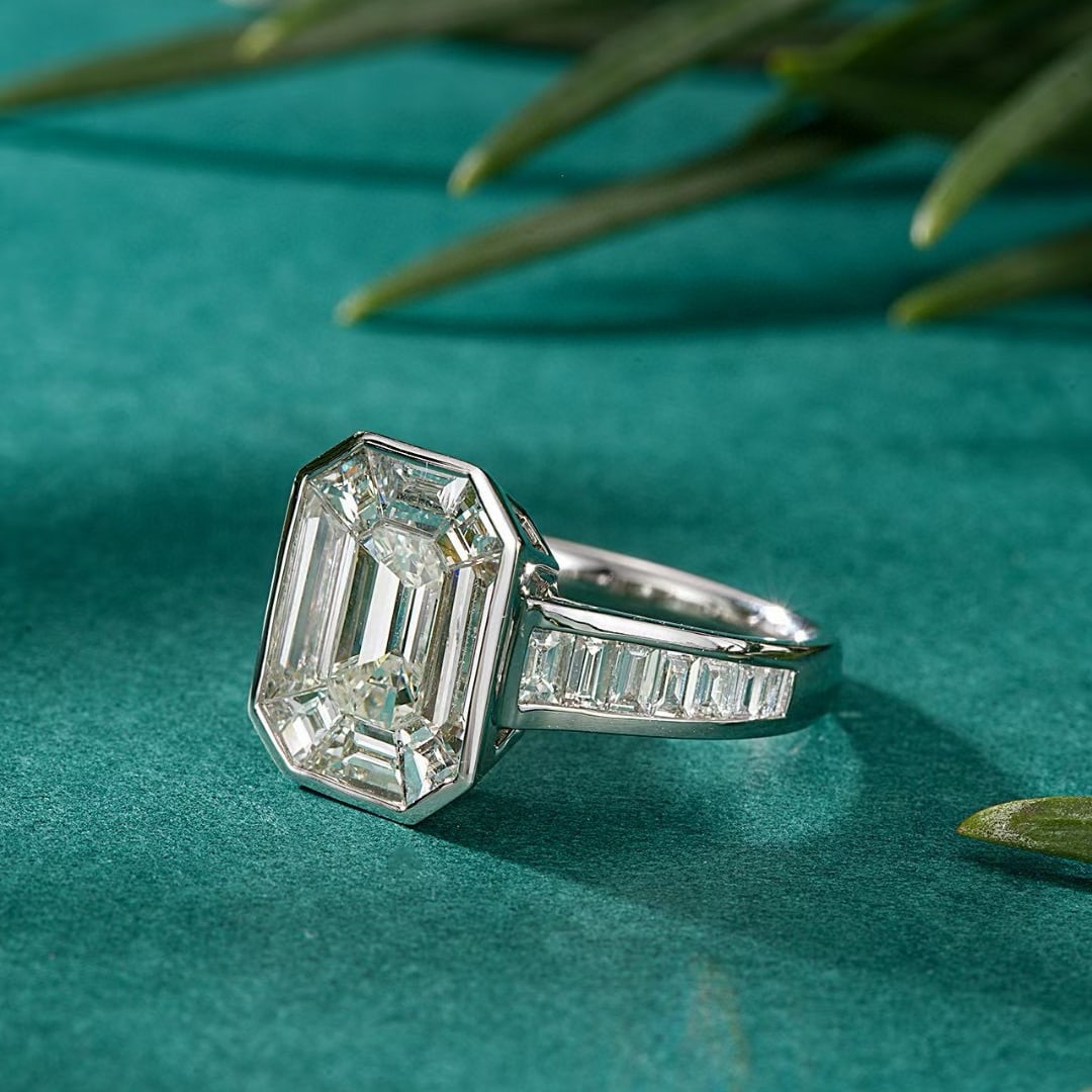 14k Gold 3.28 Ct Natural H Diamond Ring - 3
