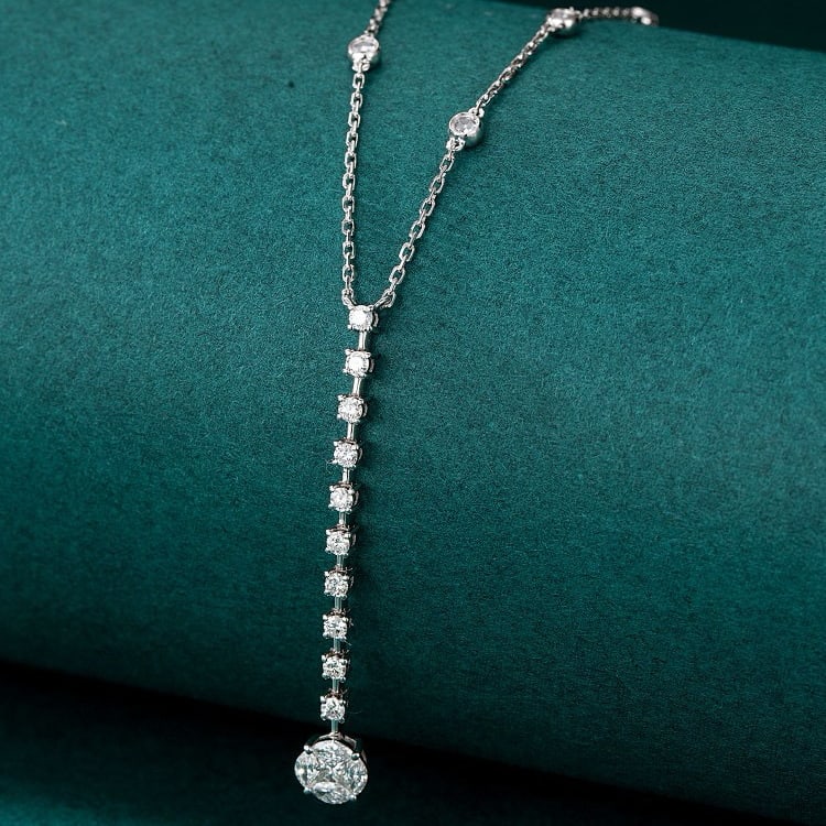 14k Gold 0.60 Ctw Natural H Diamond Necklace - 2