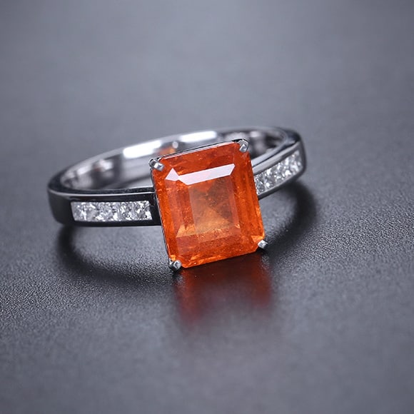 14k Gold 3.89 Ctw Natural Spessartine & Diamond Ring - 3