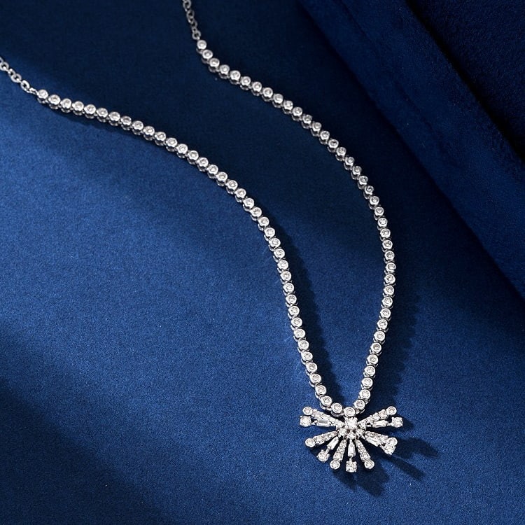 14k Gold 0.80 Ctw Natural H Diamond Necklace - 2