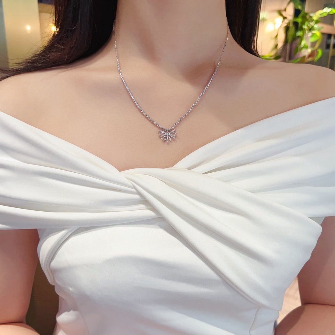 14k Gold 0.80 Ctw Natural H Diamond Necklace - 4