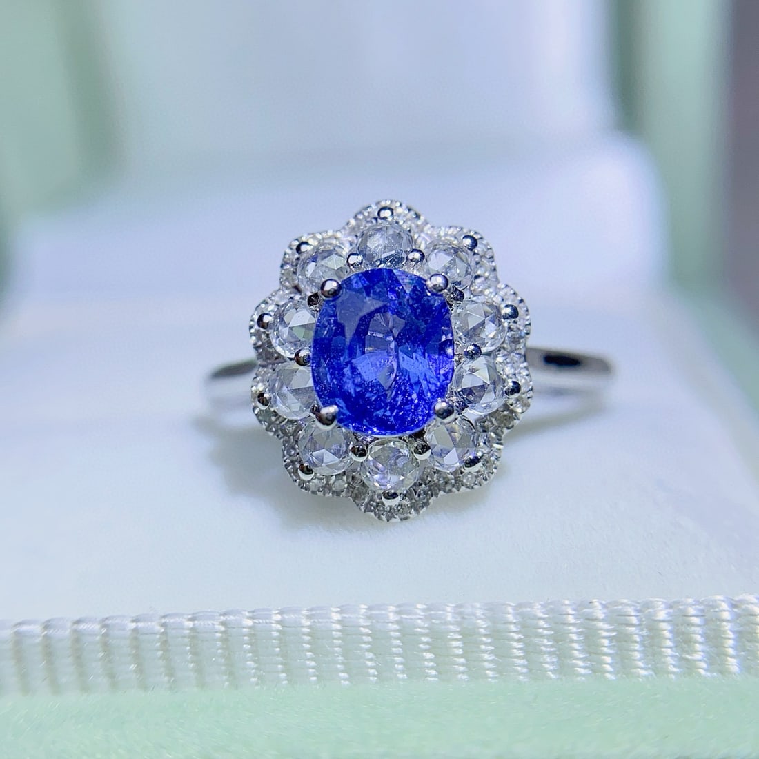 14k Gold 1.00 Ct Natural Sapphire & Diamond & Sapphire Ring/pendant( Without Chain ) - 2