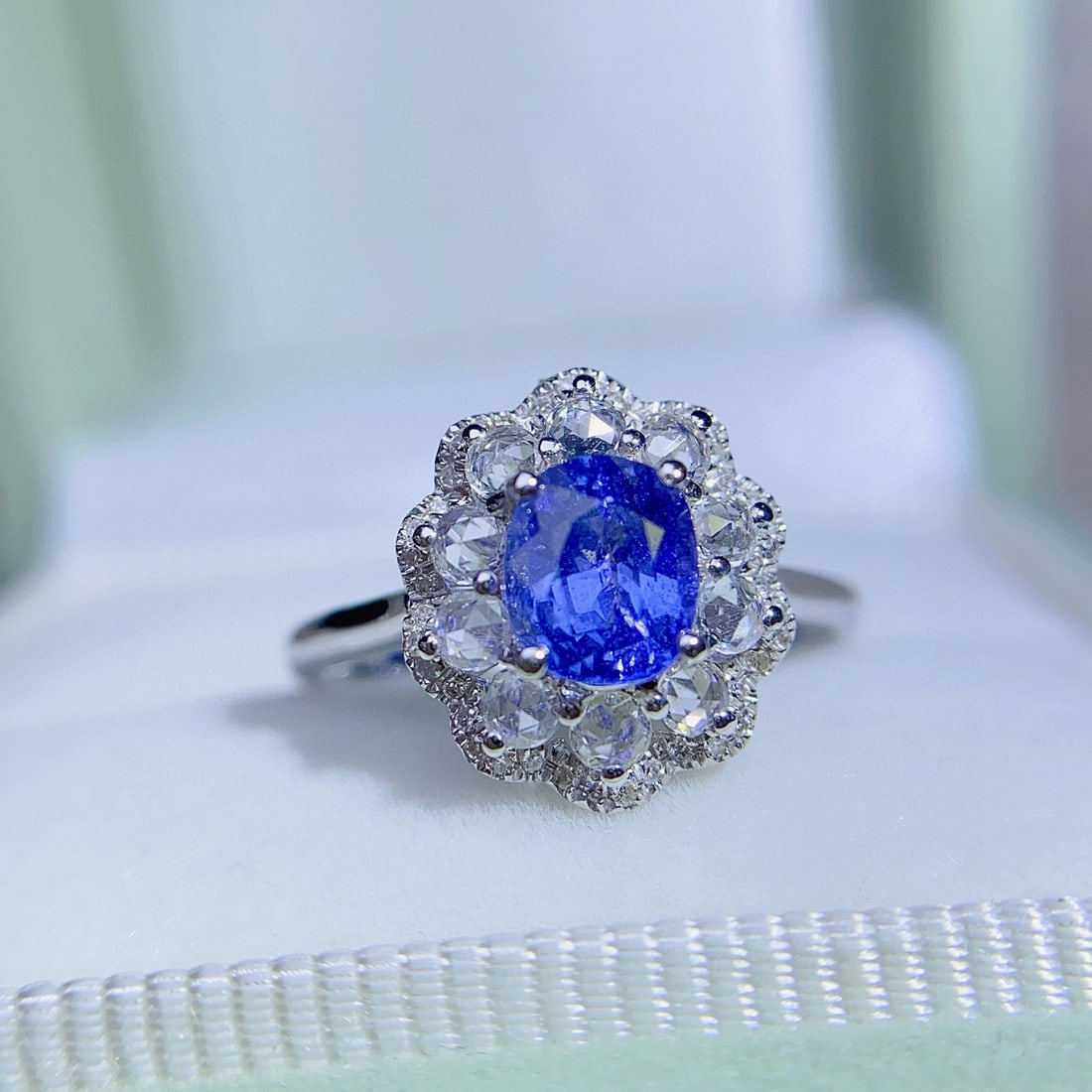 14k Gold 1.00 Ct Natural Sapphire & Diamond & Sapphire Ring/pendant( Without Chain ) - 4