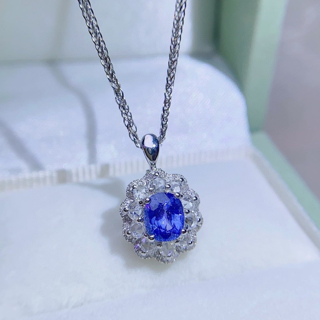 14k Gold 1.00 Ct Natural Sapphire & Diamond & Sapphire Ring/pendant( Without Chain ) - 6