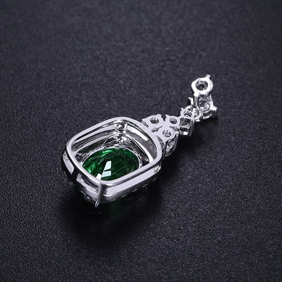14k Gold 1.76 Ctw Vivid Green Natural Tsavorite & Diamond Pendant( Without Chain ) - 3