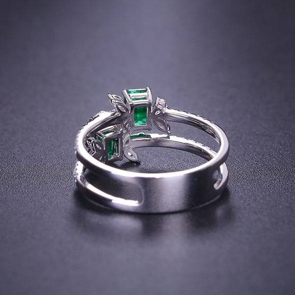 14k Gold 1.06 Ctw Vivid Green Natural Emerald & Diamond Ring - 6