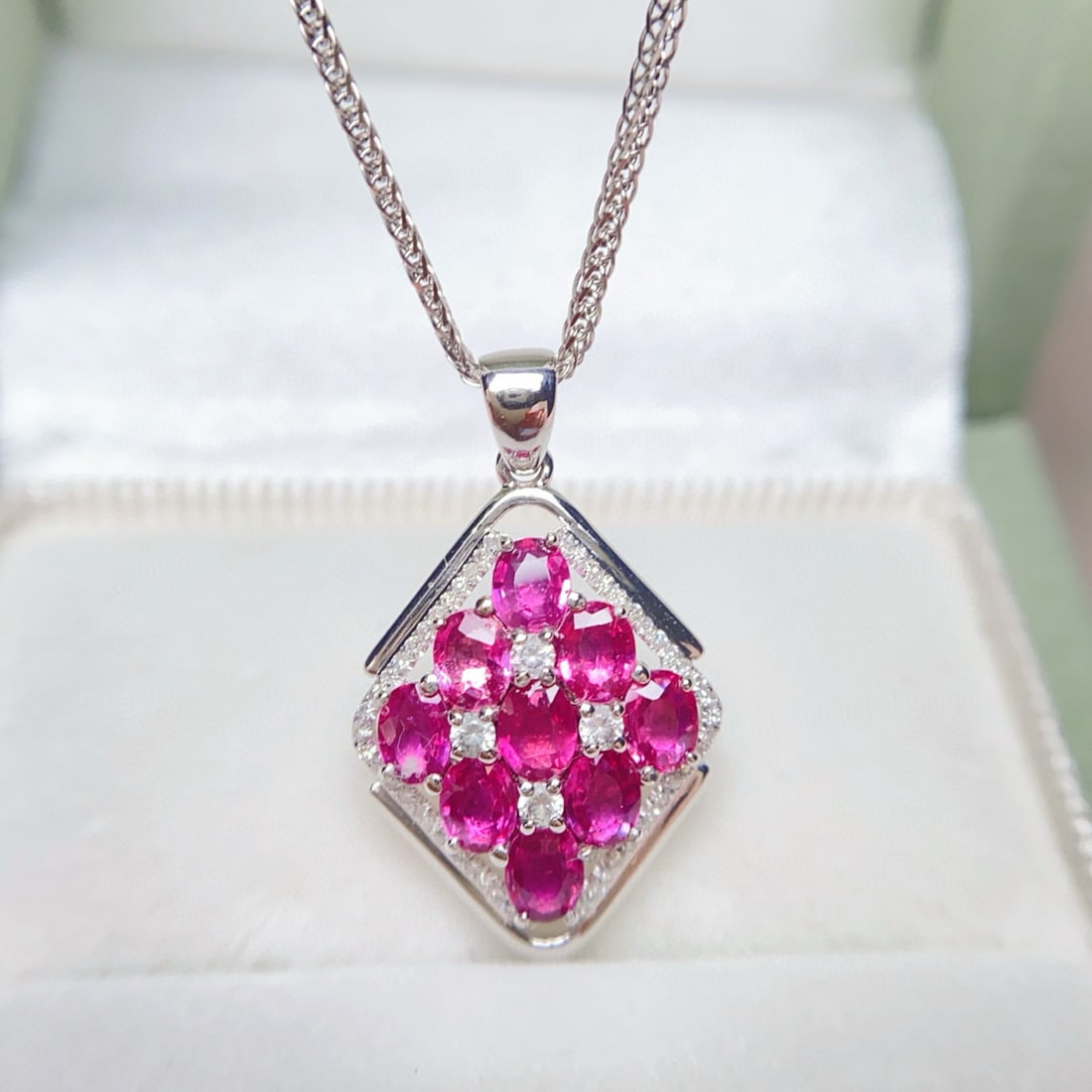 14k Gold 2.70 Ct Natural Ruby & Diamond & Sapphire Pendant( Without Chain ) - 2