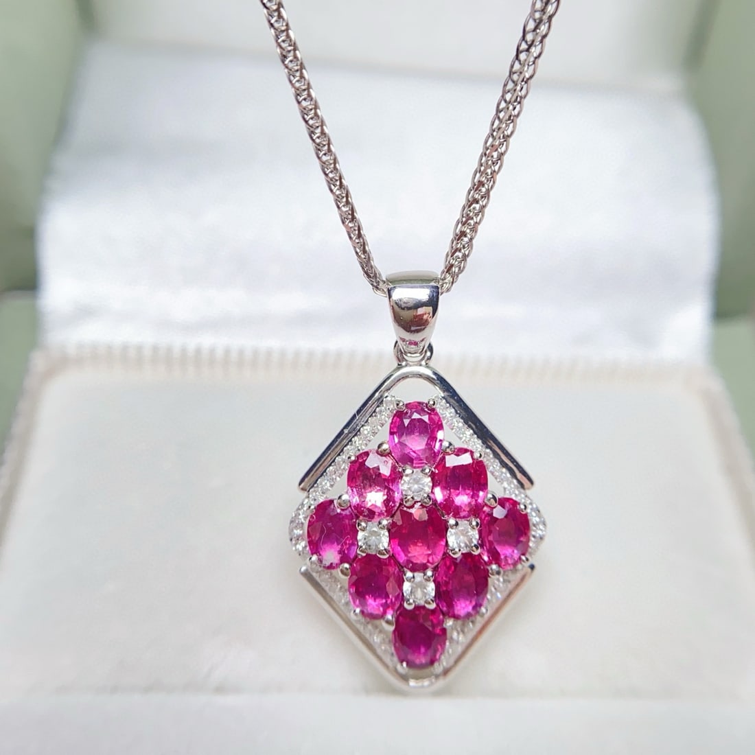 14k Gold 2.70 Ct Natural Ruby & Diamond & Sapphire Pendant( Without Chain ) - 3