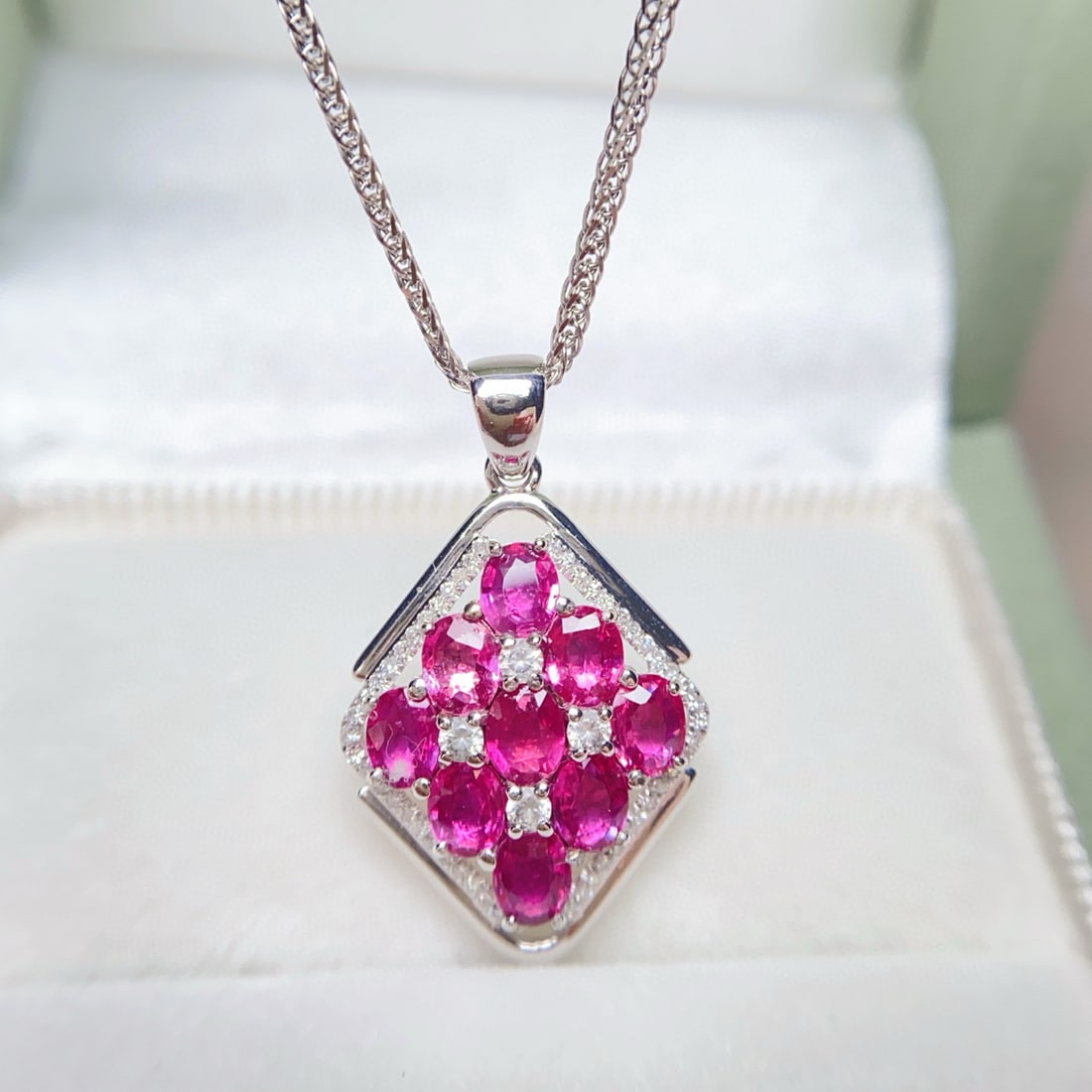 14k Gold 2.70 Ct Natural Ruby & Diamond & Sapphire Pendant( Without Chain ) - 4