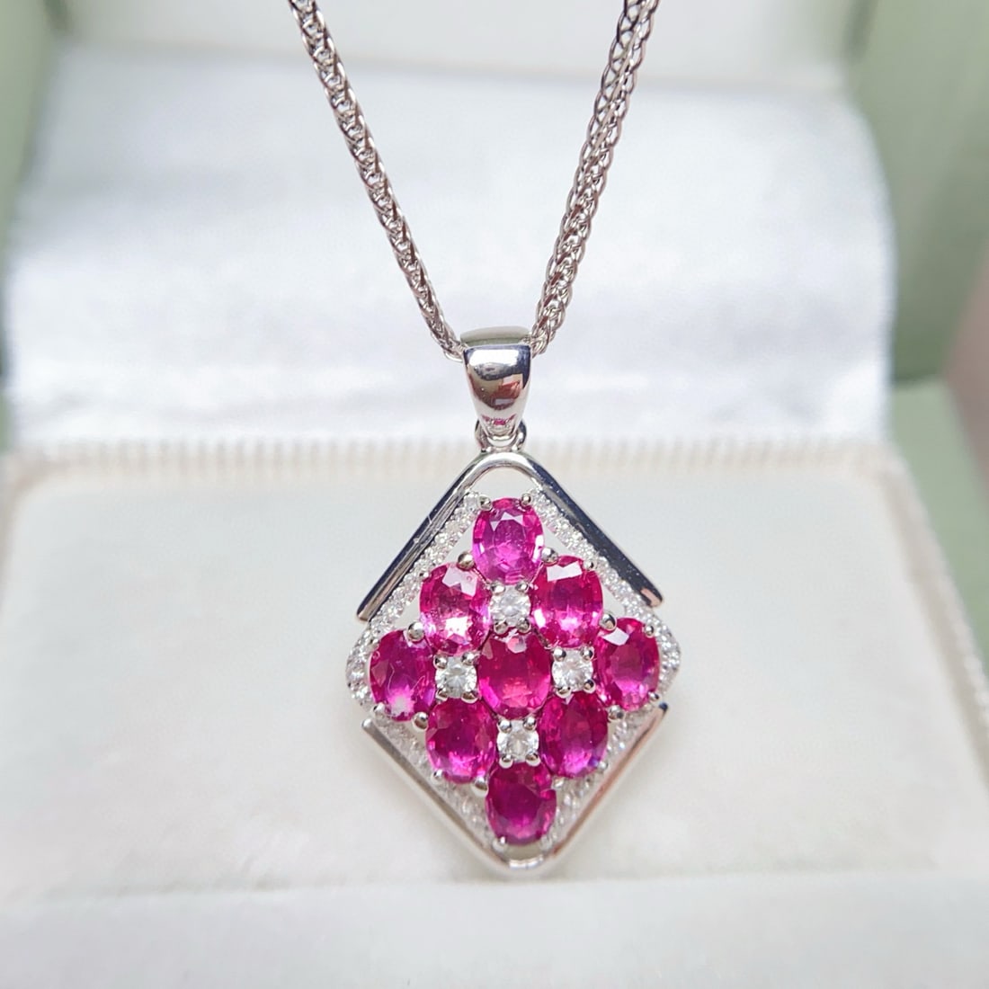 14k Gold 2.70 Ct Natural Ruby & Diamond & Sapphire Pendant( Without Chain ) - 5
