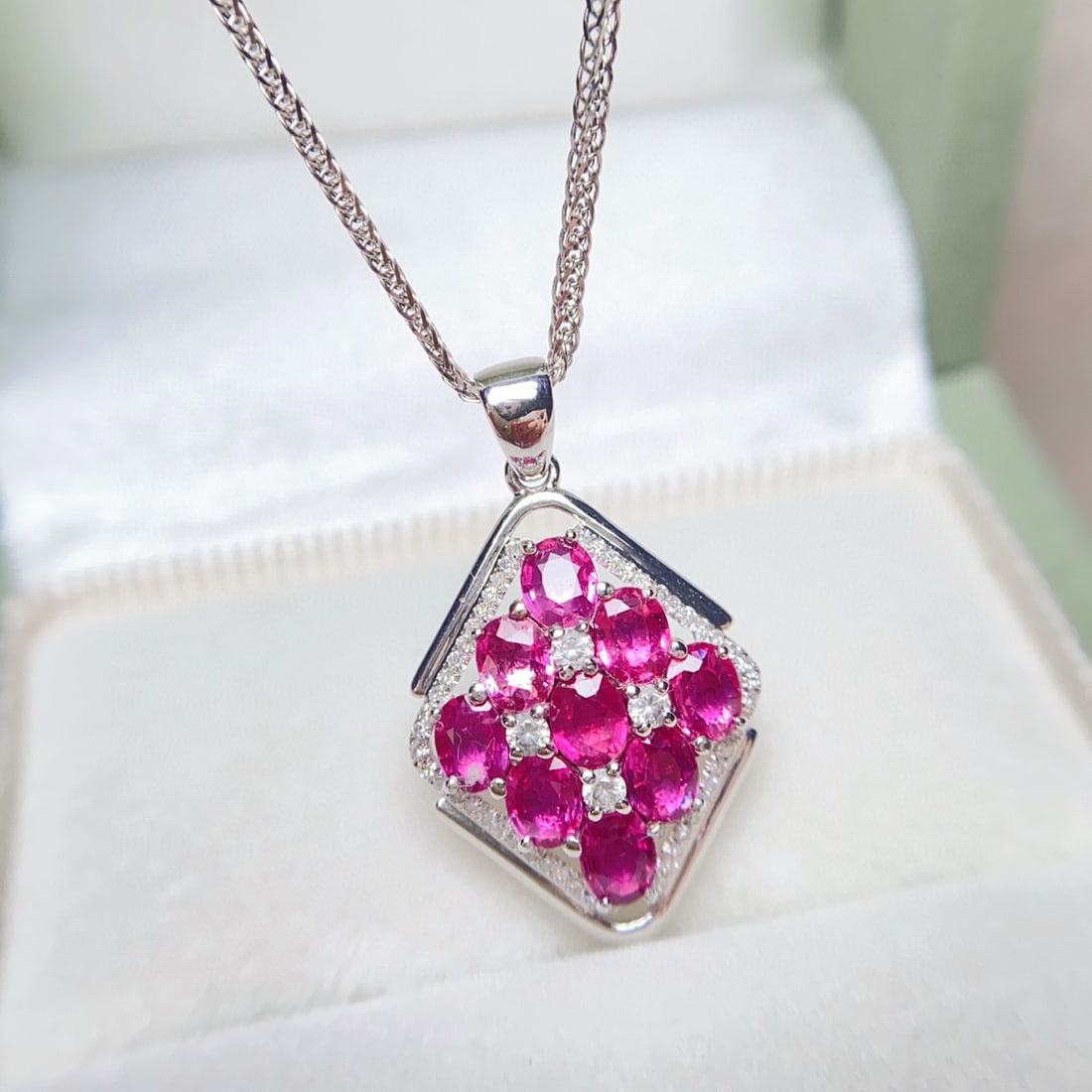 14k Gold 2.70 Ct Natural Ruby & Diamond & Sapphire Pendant( Without Chain ) - 6