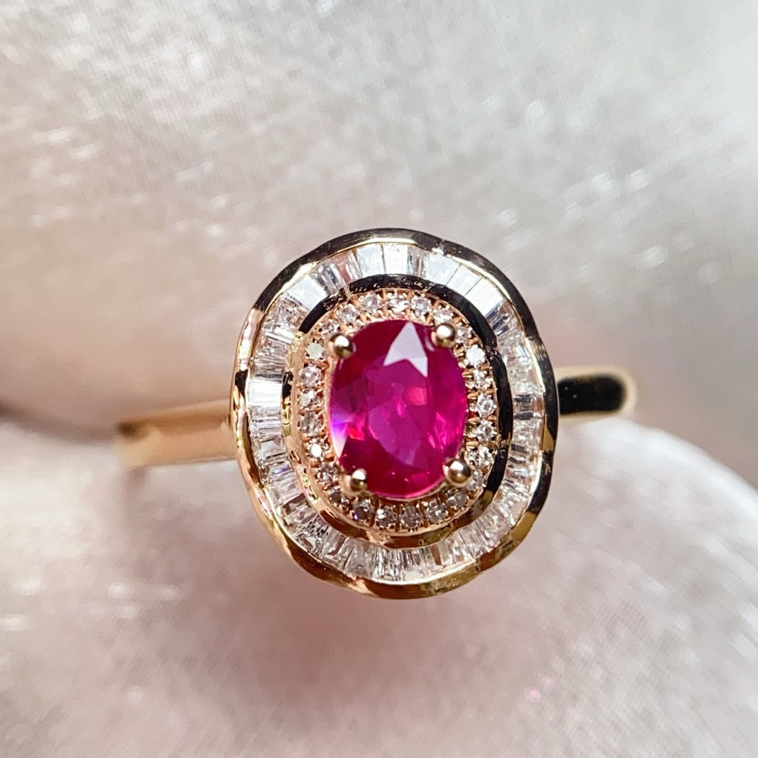 14k Gold 0.58 Ct Natural Ruby & Diamond Ring - 6