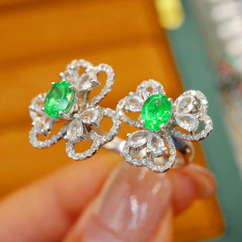 14k Gold 1.37 Ctw Natural Tsavorite & Diamond Ring - 2