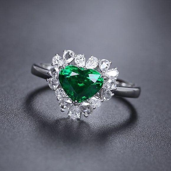 14k Gold 2.01 Ctw Vivid Green Natural Tsavorite & Diamond Ring - 5