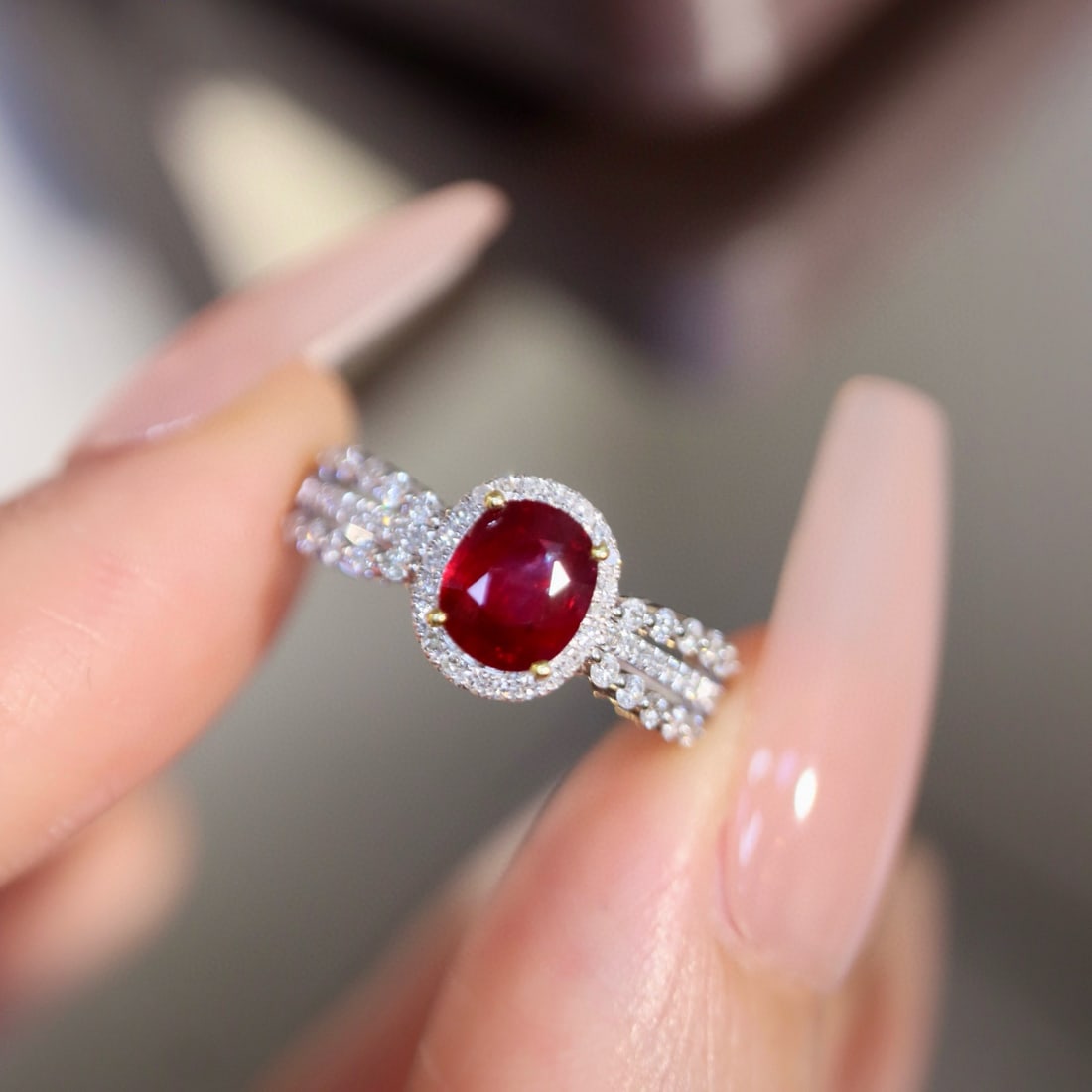 14k Gold 1.26 Ctw Vivid Red Natural Ruby & Diamond Ring - 5