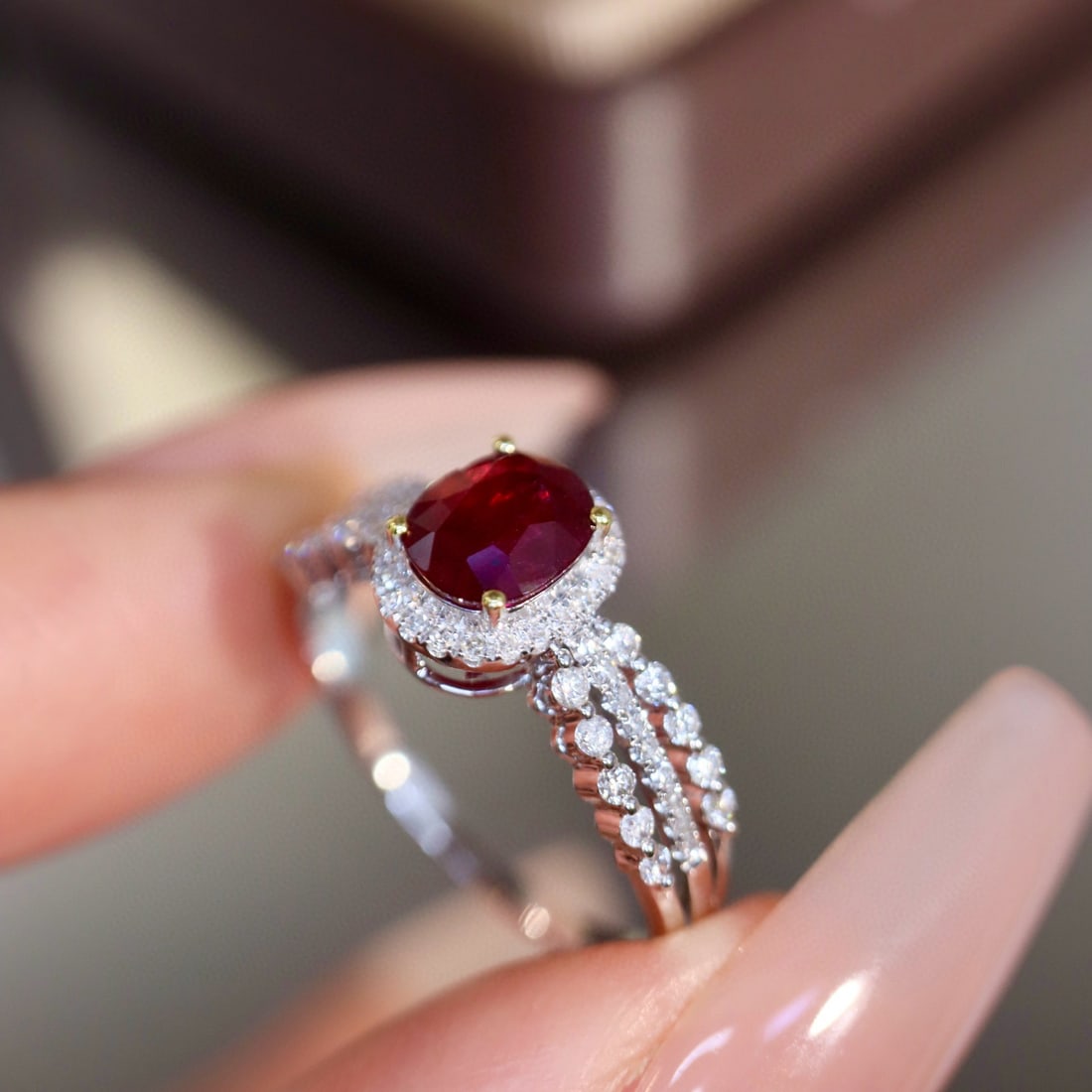 14k Gold 1.26 Ctw Vivid Red Natural Ruby & Diamond Ring - 6