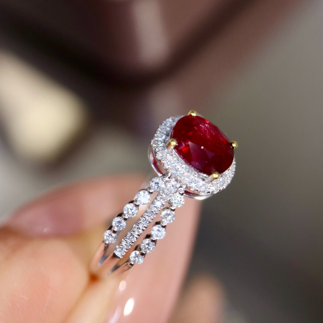 14k Gold 1.26 Ctw Vivid Red Natural Ruby & Diamond Ring - 8