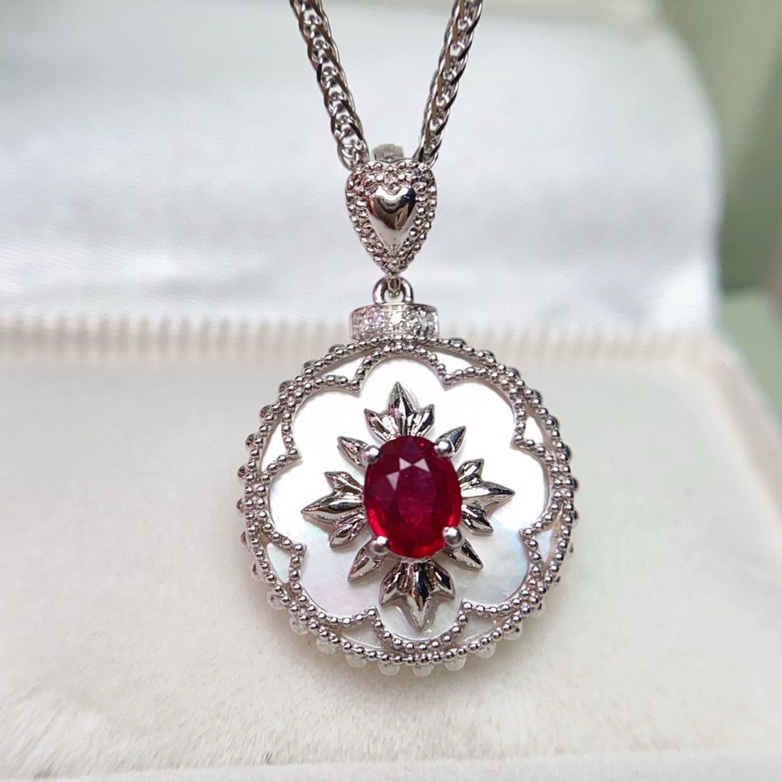 14k Gold 0.45 Ct Vivid Red Natural Ruby & Diamond Pendant( Without Chain ) - 2