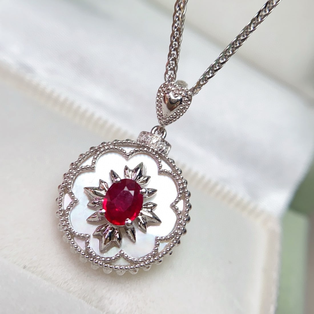 14k Gold 0.45 Ct Vivid Red Natural Ruby & Diamond Pendant( Without Chain ) - 3