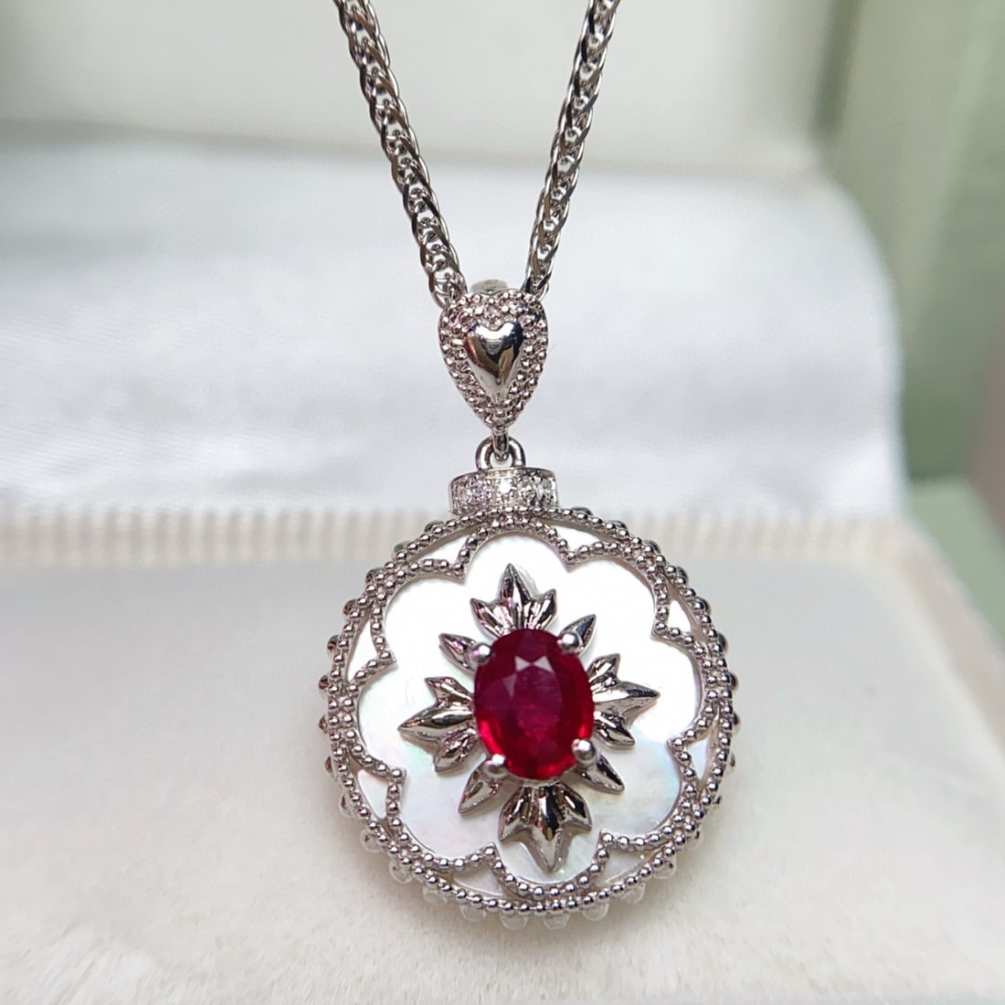 14k Gold 0.45 Ct Vivid Red Natural Ruby & Diamond Pendant( Without Chain ) - 5