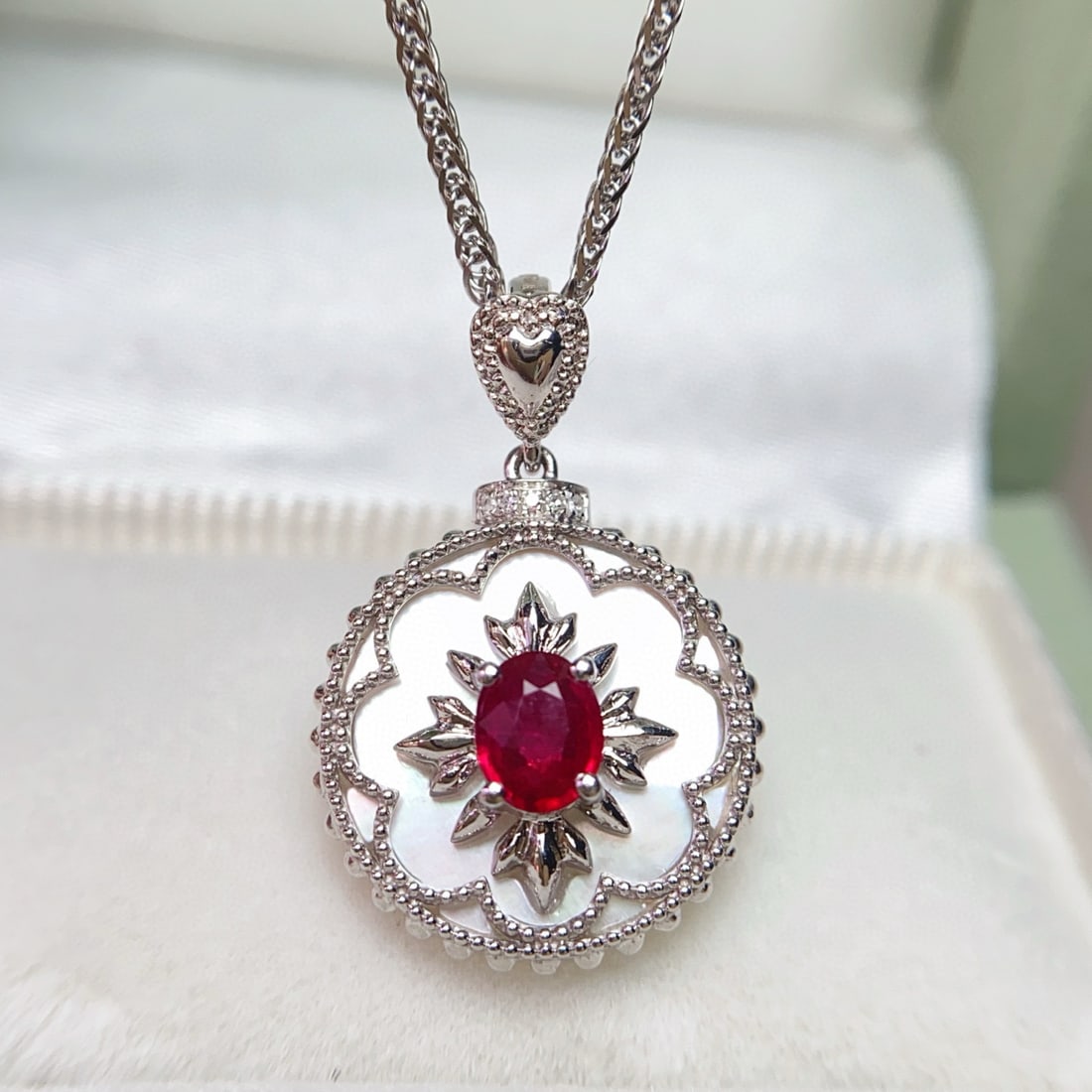 14k Gold 0.45 Ct Vivid Red Natural Ruby & Diamond Pendant( Without Chain ) - 6