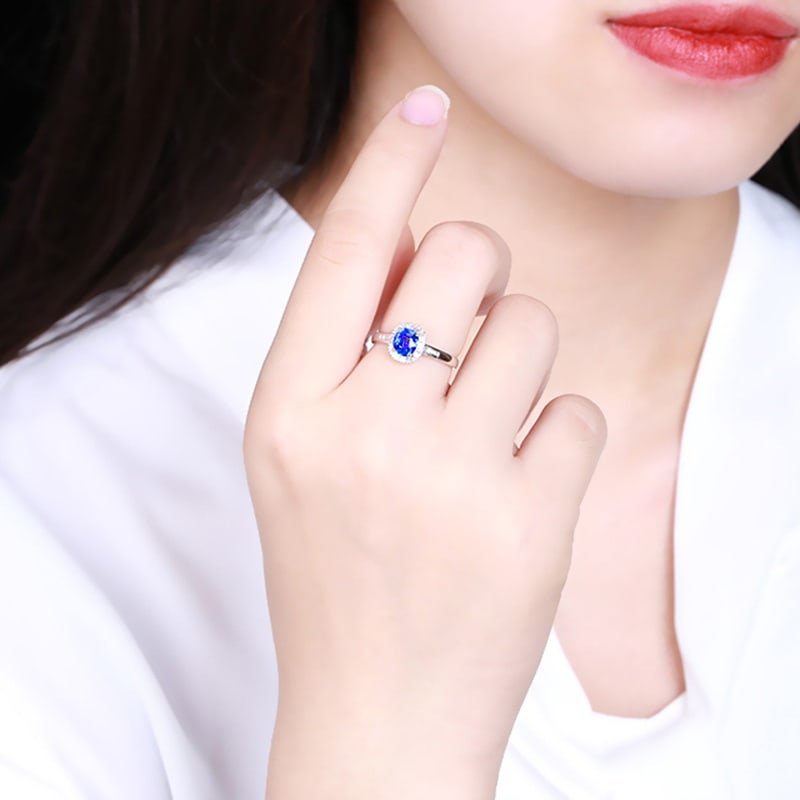 14k Gold 1.15 Ct Natural Sapphire & Diamond Ring - 2
