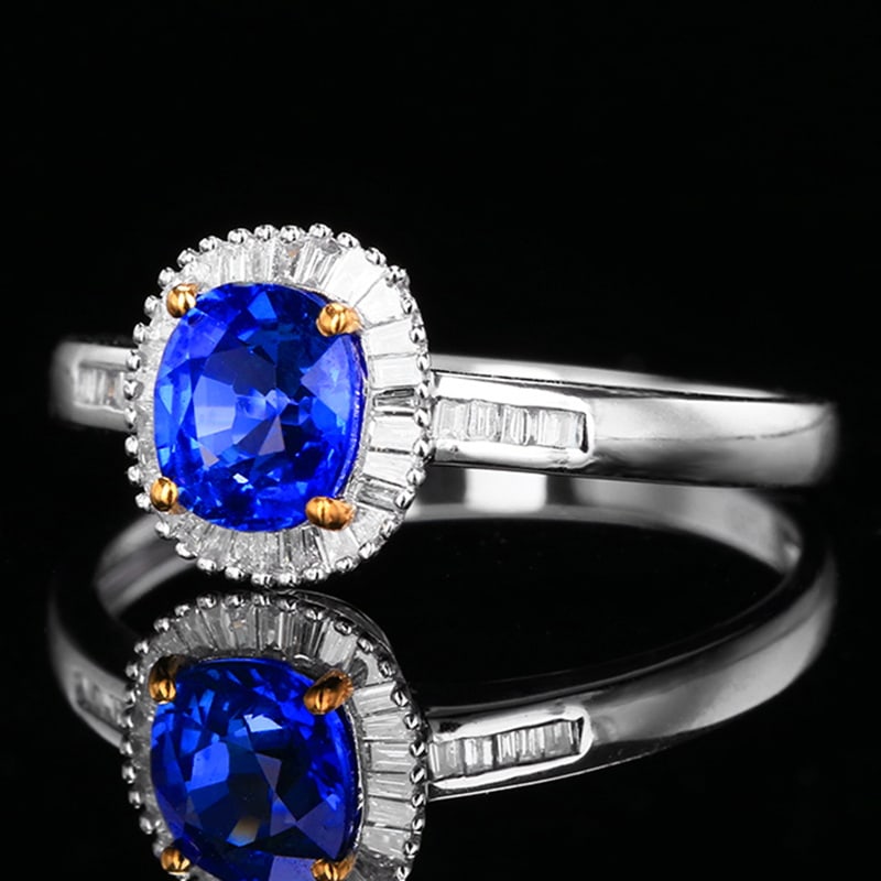 14k Gold 1.15 Ct Natural Sapphire & Diamond Ring - 3