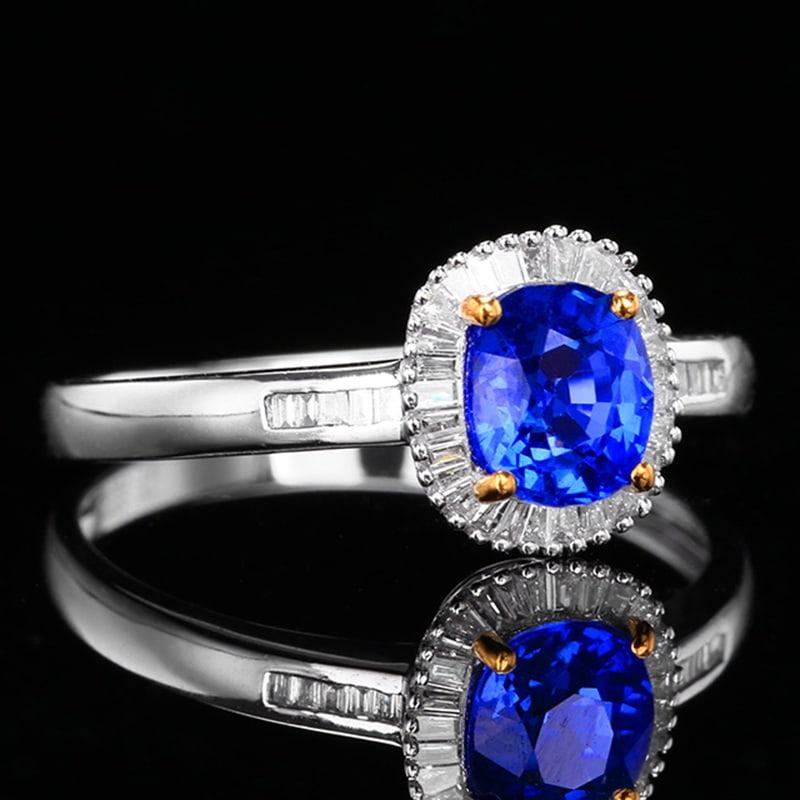 14k Gold 1.15 Ct Natural Sapphire & Diamond Ring - 4