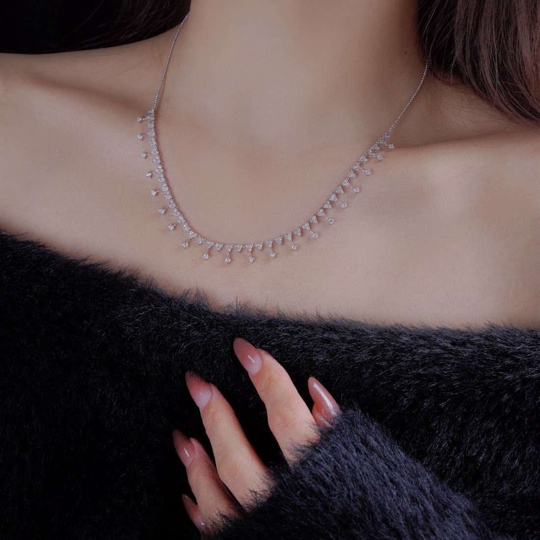 14k Gold 1.88 Ct Natural H Diamond Necklace - 2