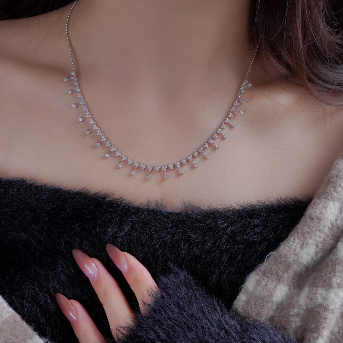 14k Gold 1.88 Ct Natural H Diamond Necklace - 4