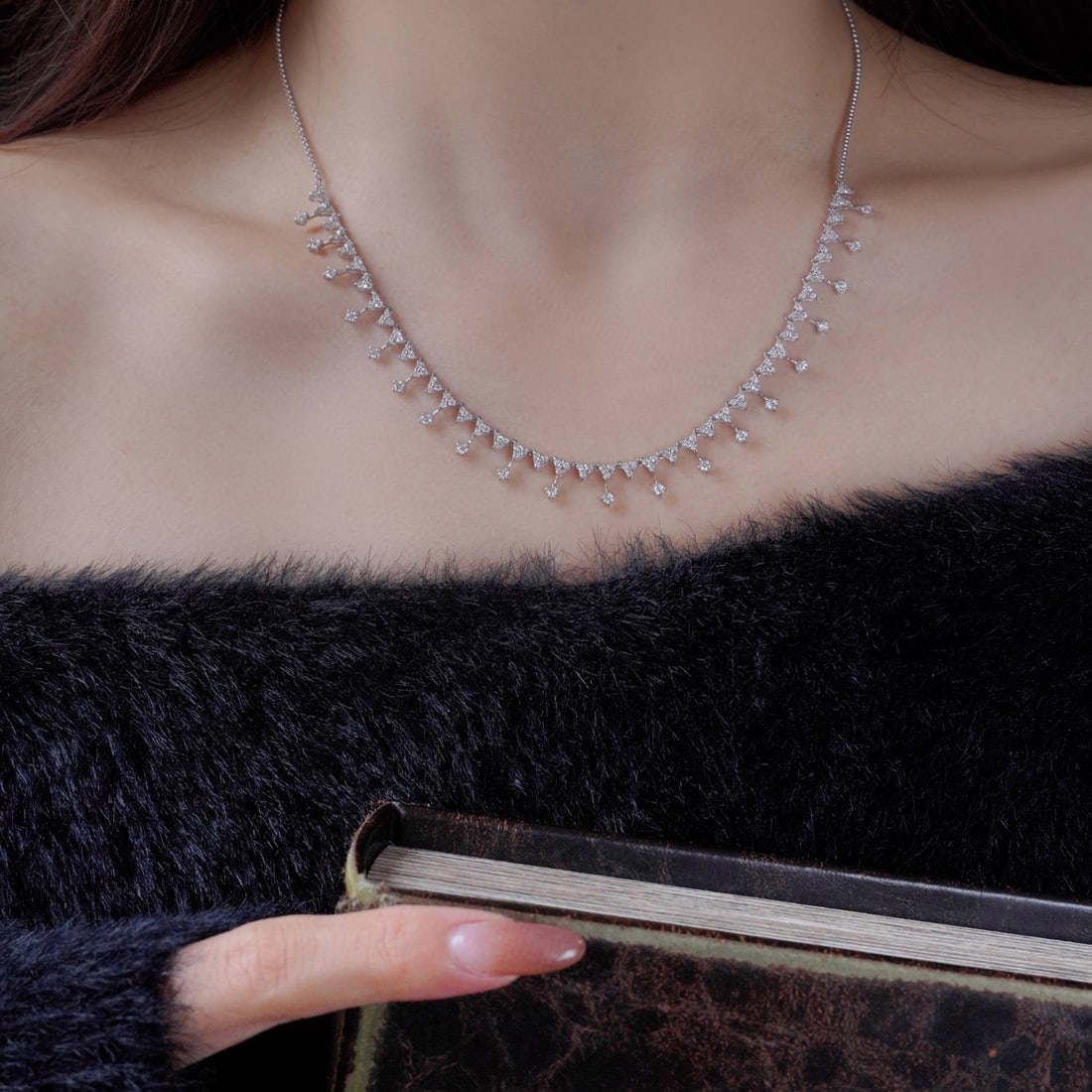 14k Gold 1.88 Ct Natural H Diamond Necklace - 6