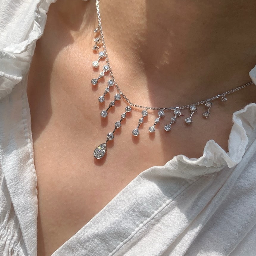 14k Gold 2.05 Ct Natural H Diamond Necklace - 6