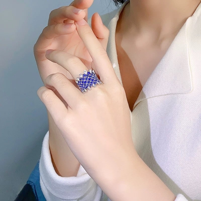 14k Gold 3.10 Ctw Natural Sapphire & Diamond Ring - 3