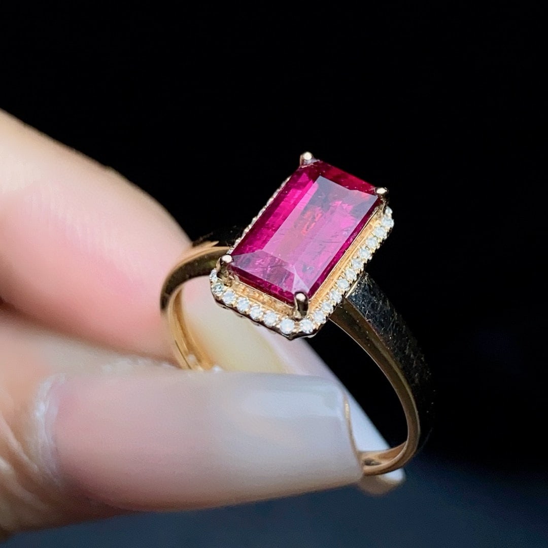 14k Gold 1.6 Ct Natural Tourmaline & Diamond Ring - 5