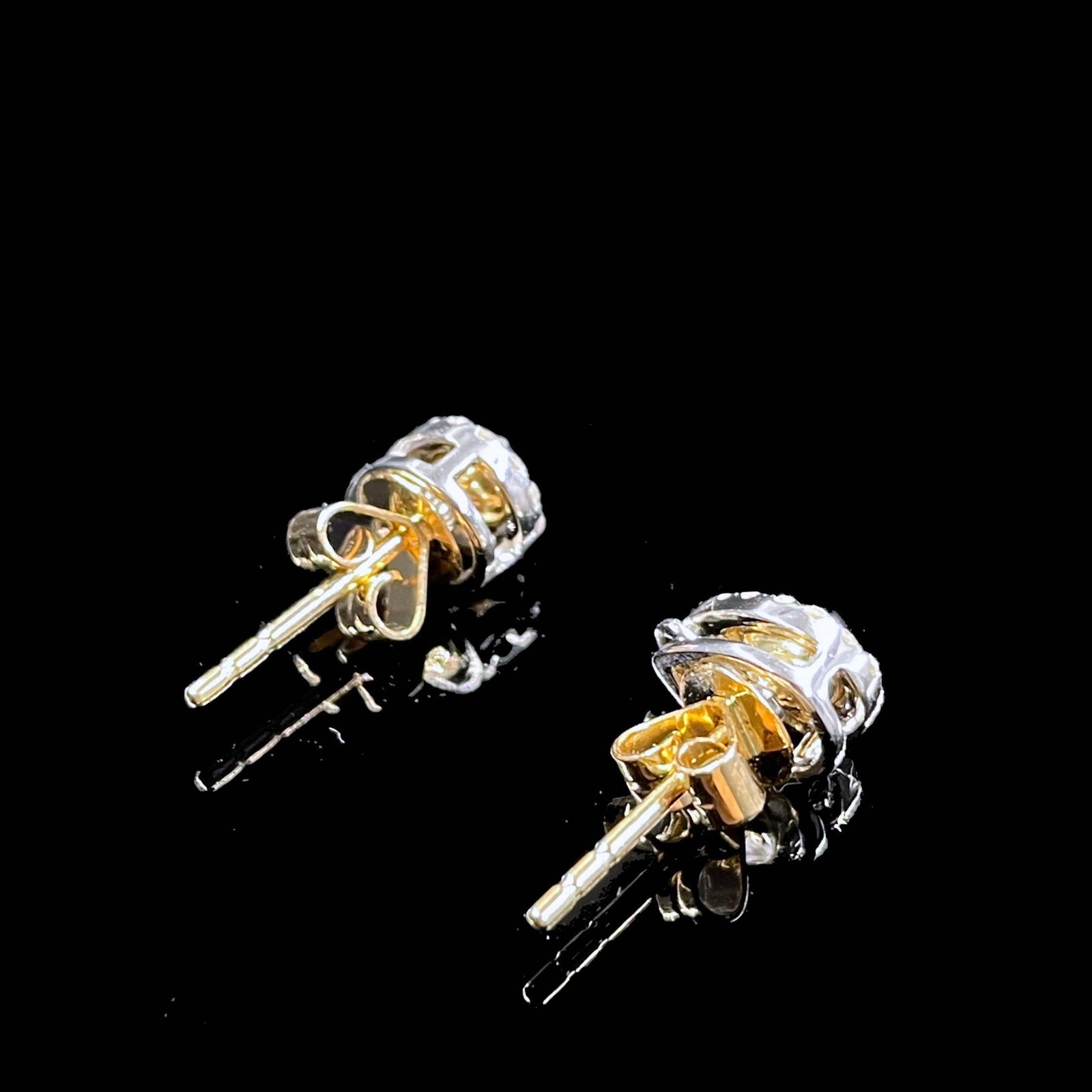 14k Gold 0.6 Ctw Natural Yellow Diamond & Diamond Earrings - 6