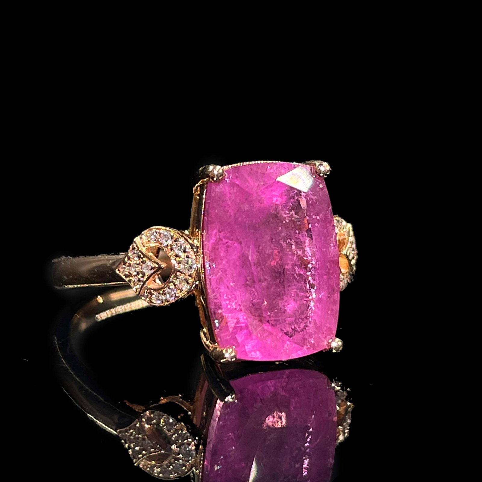 14k Gold 4.49 Ctw Natural Tourmaline & Diamond Ring - 2