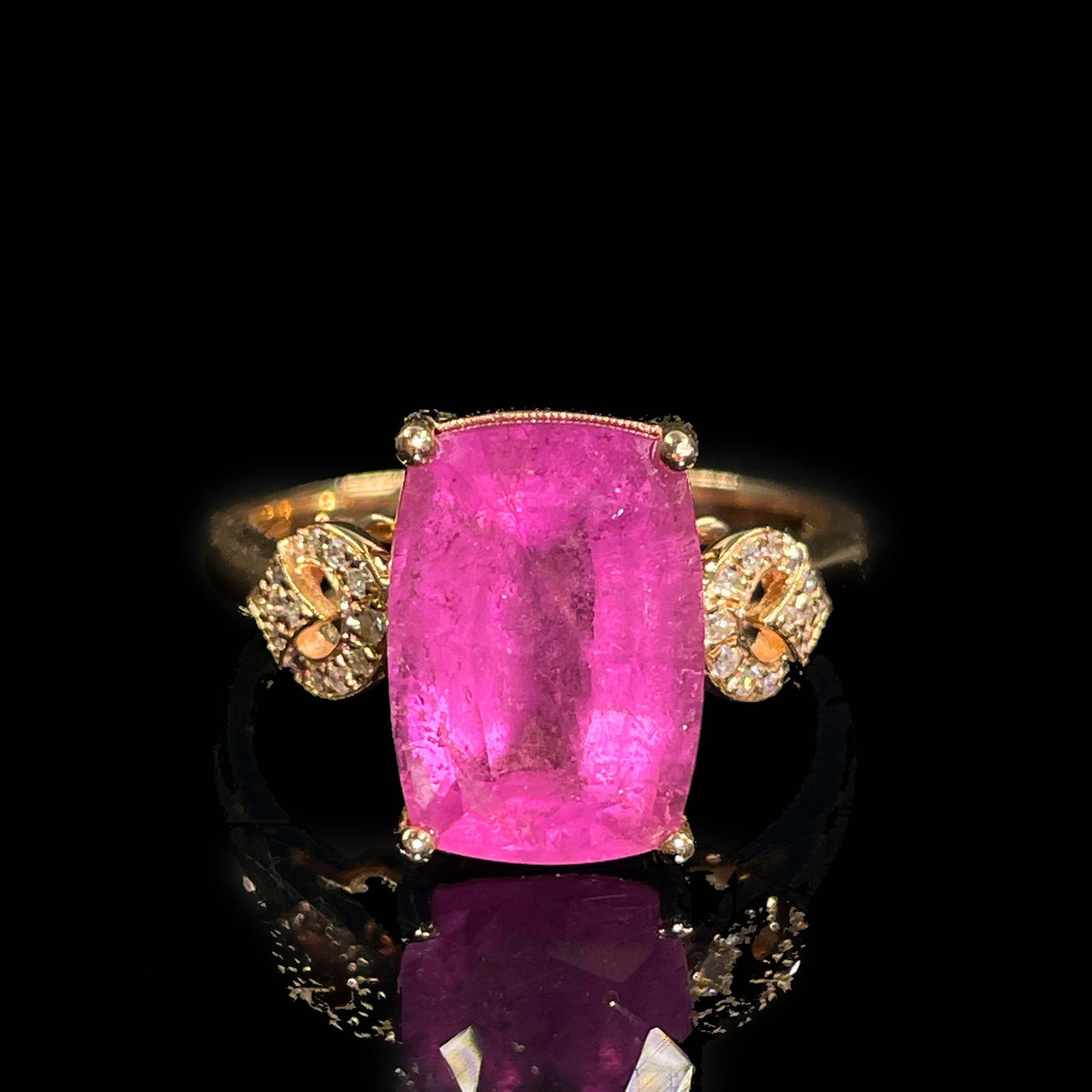 14k Gold 4.49 Ctw Natural Tourmaline & Diamond Ring - 5