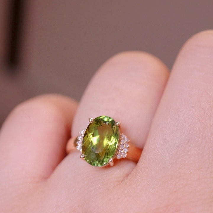 14k Gold 4 Ct Natural Tourmaline & Diamond Ring - 3