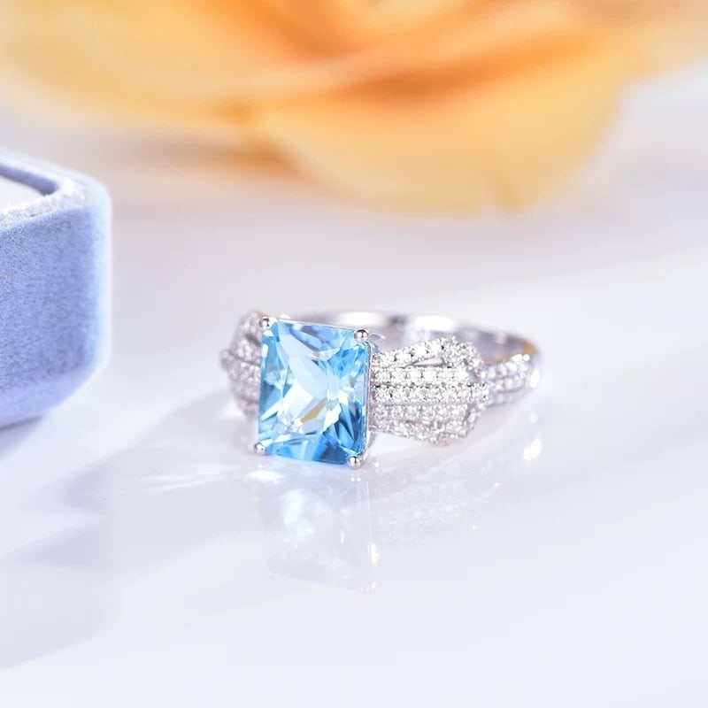 14k Gold 2.60 Ctw Natural Aquamarine & Diamond Ring - 2