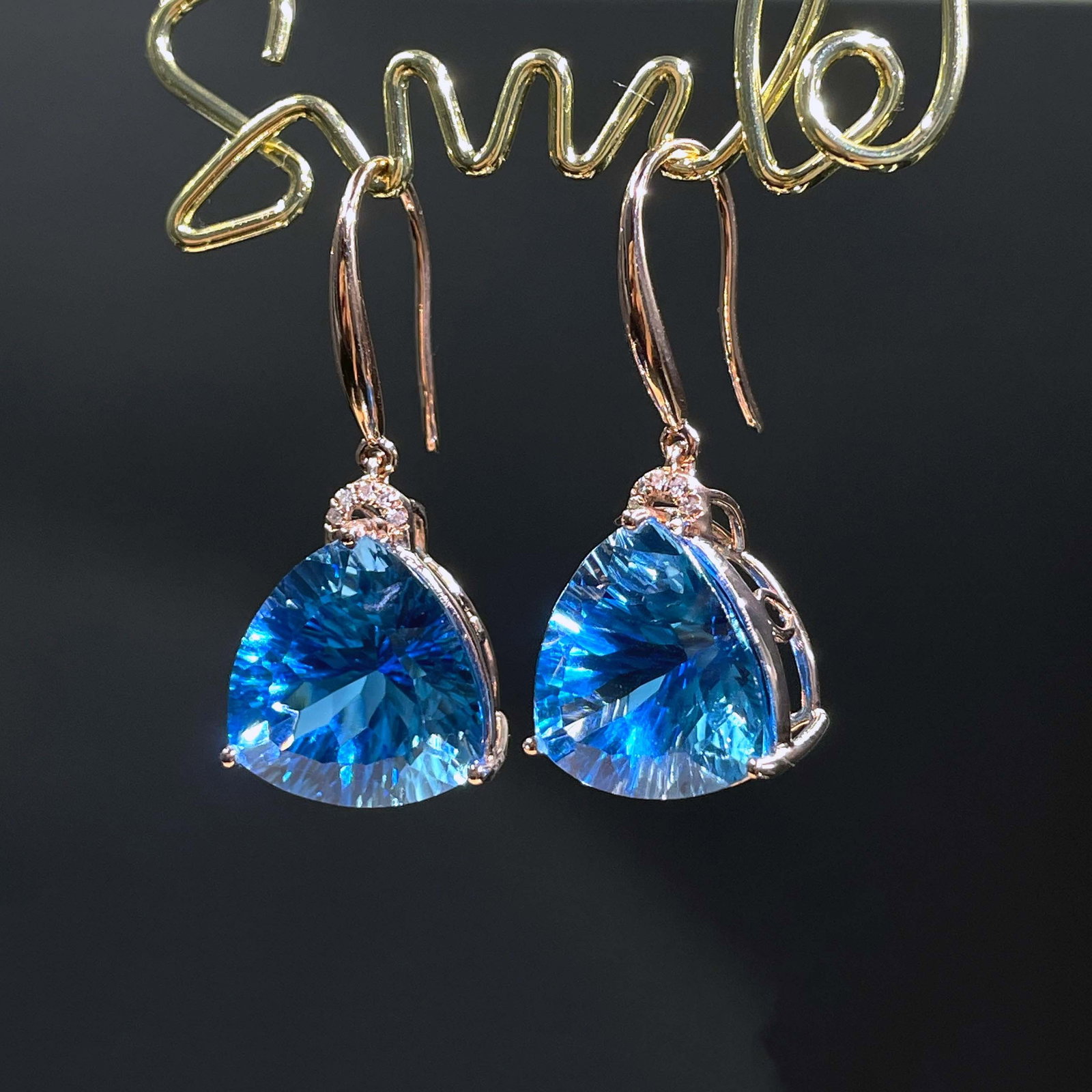 14k Gold 14.15 Ct Natural Topaz & Diamond Earrings - 4
