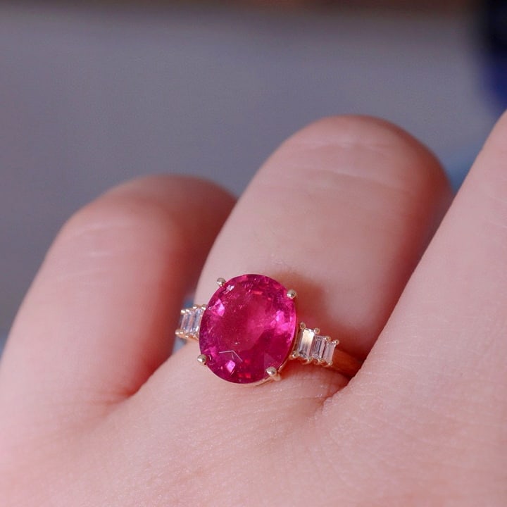 14k Gold 2.45 Ct Natural Tourmaline & Diamond Ring - 2